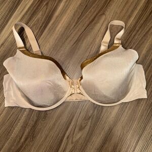 Vanity Fair Full Coverage Bra front clasp Smoothing Back Support Beige Bra 40D